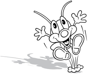 Drawing of a Happy Beetle Jumping for Joy