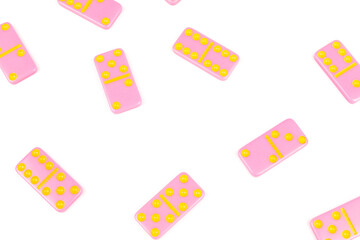Pink dominoes isolated no background