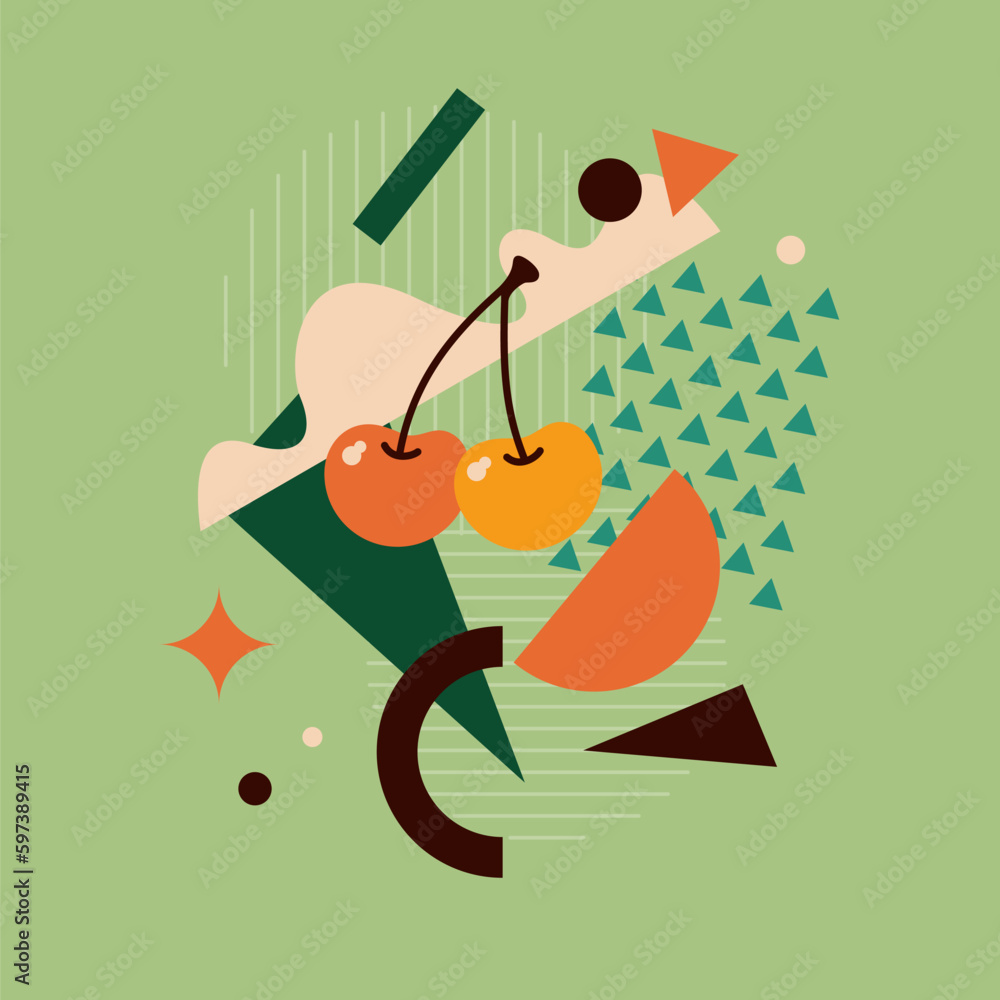 Poster vector graphics in a minimalistic style with geometric elements. template for the design. illustrati