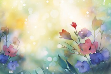 Obraz premium floral background with bokeh, watercolor- Ai