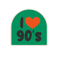 90_s Nostalgic Illustration Set_Sticker I love 90_s