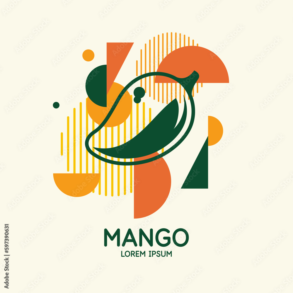 Poster vector graphics in a minimalistic fashionable style with geometric elements.. illustration of a mang