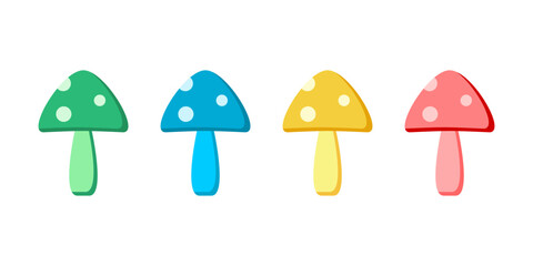 Set cute mushroom icon flat vector design
