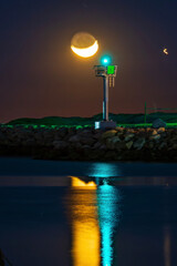 moonset over the sea
