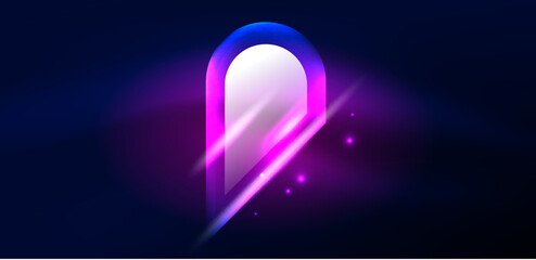 Abstract background glowing neon light geometric shapes. Space cosmic or magic energy vector wallpaper For Wallpaper, Banner, Background, Card, Book Illustration, landing page