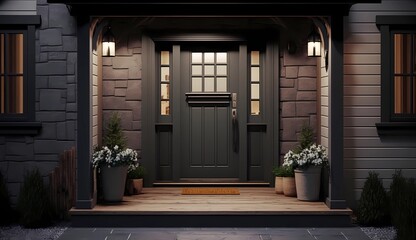 Front door entrance, office entry way, home front door, ai generated