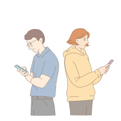 스마트폰으로 대화하는 두 사람, 스마트폰 중독
