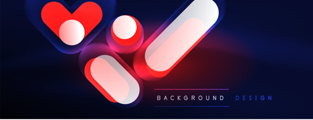 Glowing round shapes abstract background. Template for wallpaper, banner, presentation, background