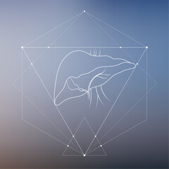 Minimal human liver and gastrointestinal system illustration on gradient. Human liver anatomy. Futuristic medical scientific vector clipart.