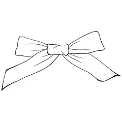 bow ribbon outline, Hand drawn outline illustration
