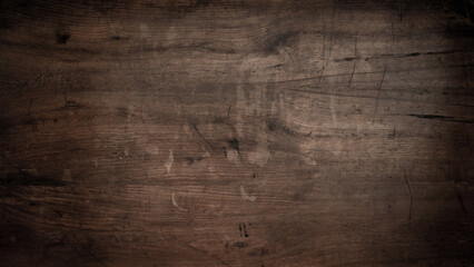 Old brown rustic dark grunge wooden timber wall or floor or table texture - wood background banner