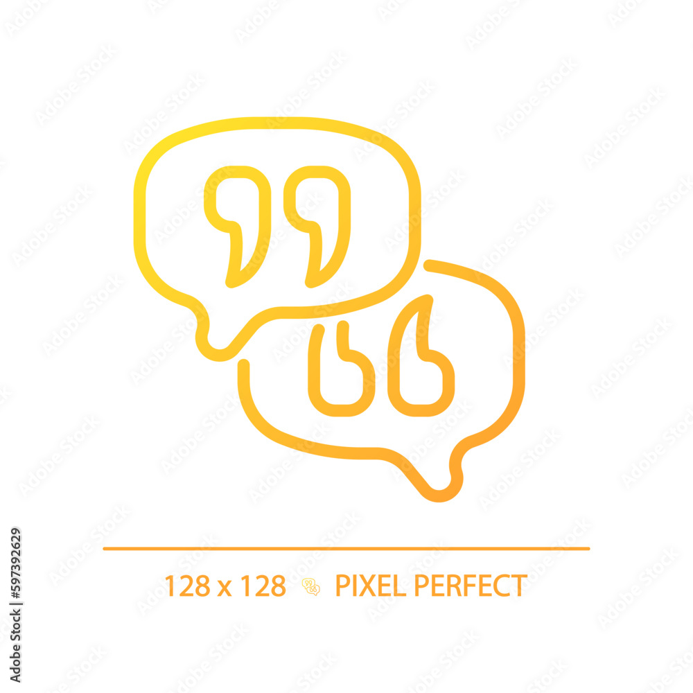 Poster leave opinion pixel perfect gradient linear vector icon. communication with client online. discussin