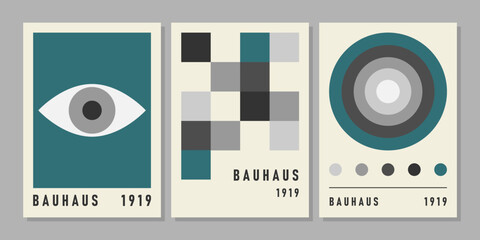 Vector set of retro bauhaus geometric covers. For wall decoration, brochures, posters, banners, interior design