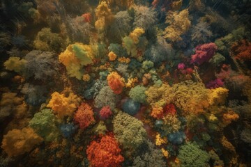 Birds view of forest. Generate Ai