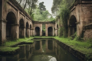 Fototapeta premium Ancient cistern ruins. Generate Ai