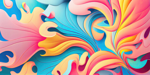 Fototapeta premium Abstract leafy colorful background wallpaper design in soft pastel colors (Generative AI)
