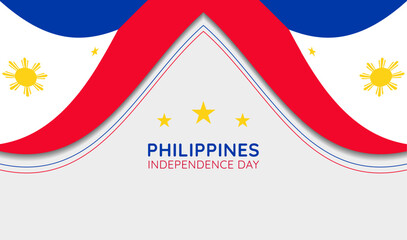Fototapeta na wymiar Happy philippines independence day, greeting banner design in paper cut style, june 12th philippines independence day