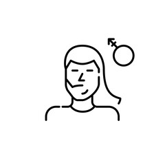 Person undergoing gender transitioning. Male to female. Pixel perfect, editable stroke icon, transparent background