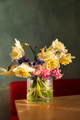 spring flowers in the cafe