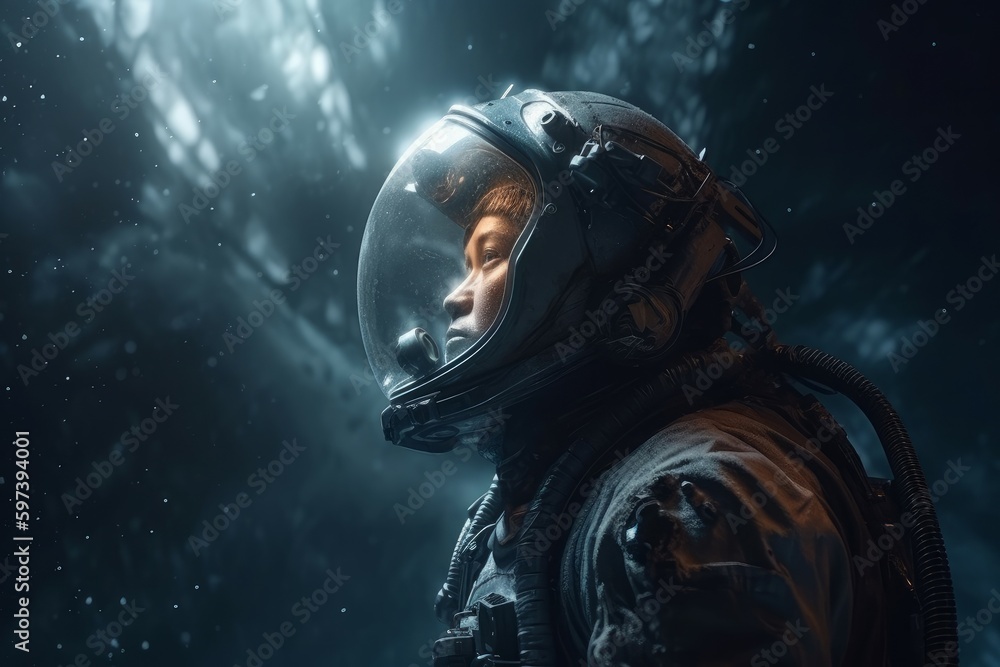 Poster astronaut discover universe science. generate ai