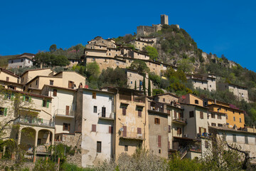 Fototapeta na wymiar View of Ferentillo, the famous town of the mummies in Valnerina, Umbria, Italy
