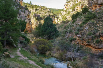 Hiking route through the Ebron river strait. Teruel Spain