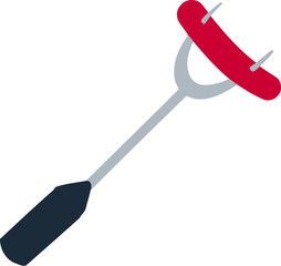 Camping Skewer and Sausage Flat Hand Drawn Illustration