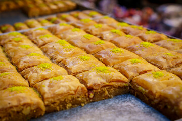 sweet Moroccan makhroud, puff pastry baklava with walnuts, Talaa Kebira , Fès el-Bali, Fez,...