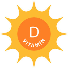 Vitamin D text with sun icon beauty, pharmacy, nutrition skin care concept for graphic design, logo, website, social media, mobile app, UI illustration
