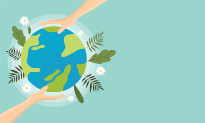 world environment day with green earth concept illustration vector