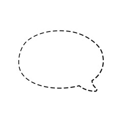 Round comic speech bubble balloon made of dotted dashed line doodle vector illustration