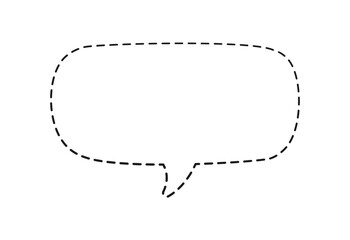 Geometric comic speech bubble balloon made of dotted dashed line set