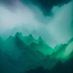 Fog texture. Colored haze. A mixture of colors and water. Mysterious stormy sky.Forest and moss green glowing foggy cloud wave abstract art background with free space.