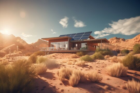 Solar panel new house. Generate Ai