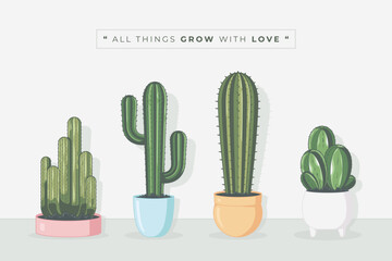 cactus plant cute collection illustration