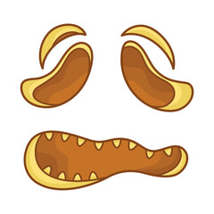 A sad suffering face for Jack the Lantern. Grimace. Funny facial expression. A fictional Halloween cartoon character. Simple flat element for holiday design. Isolated clipart on a white background.