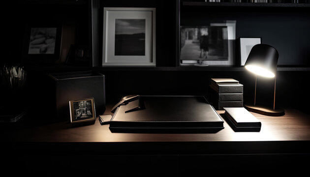 Elegant Album Cover Design with Deluxe Photo book on a luxury desk