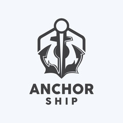 Anchor Logo, SImple Elegant Design, Nautical Ship Vector, Icon Symbol Illustration