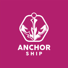 Anchor Logo, SImple Elegant Design, Nautical Ship Vector, Icon Symbol Illustration