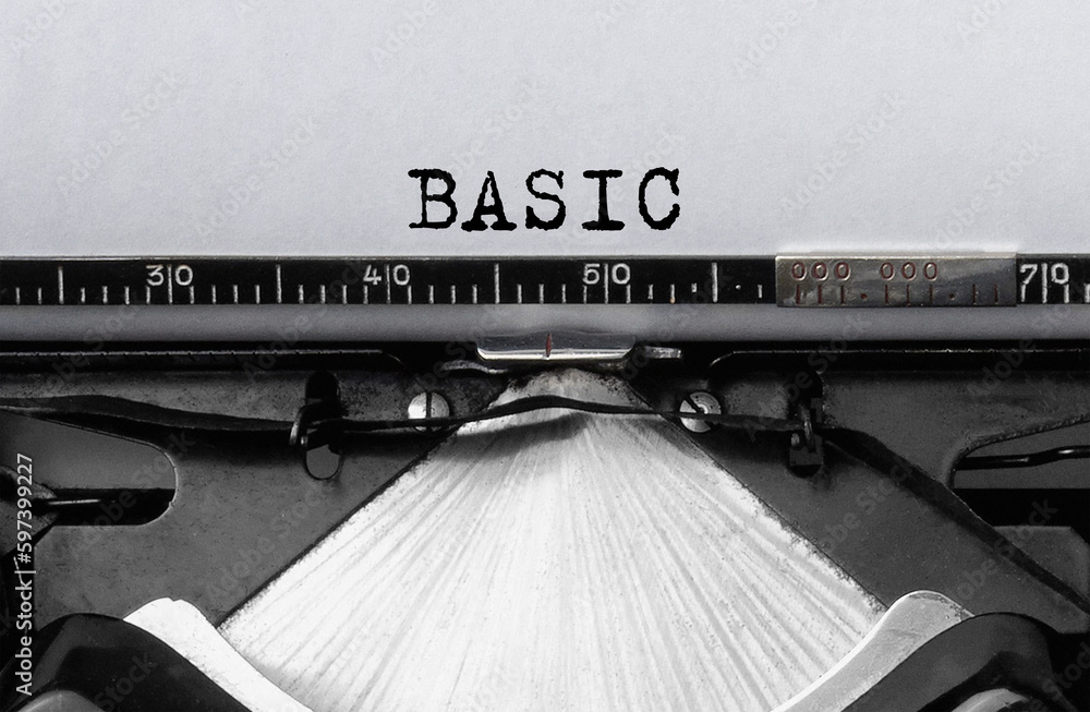 Poster text basic typed on retro typewriter