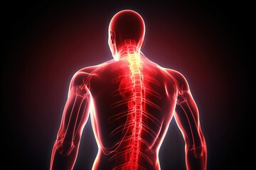 human body pain illustration including neck pain and back pain generative ai 