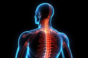 human body anatomy illustration of pain points including back pain, spinal pain generative ai 