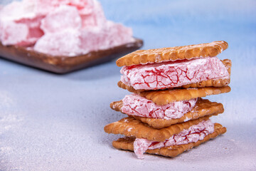 Turkish delight among biscuits. Pinch Turkish Rose Delight.