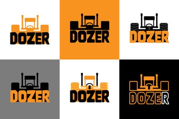 Vector logo for a construction company, Dozer. Bulldozer as a company logo. Rental and sale of construction equipment.