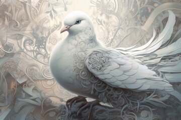 White pigeon artwork. Generate Ai