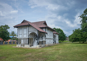 Fototapeta na wymiar A traditional wooden Malay style village (Rumah kampung) house