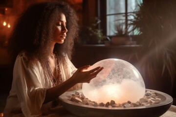 Woman sound healing. Generate Ai