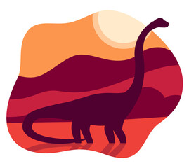 sauropod illustration with a dinosaur, png file