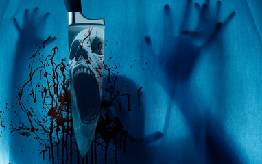 knife and blood, horror movie concept