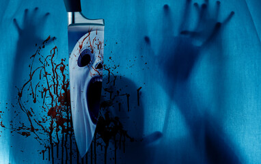 knife and blood, horror movie concept